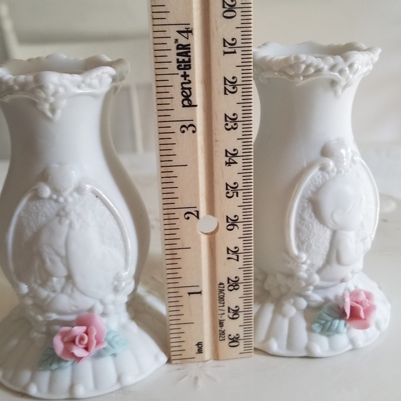 Set of 2 Beautiful Precious Moments Ceramic Candle Sticks Holder Boy Girl Enesco - Picture 7 of 9